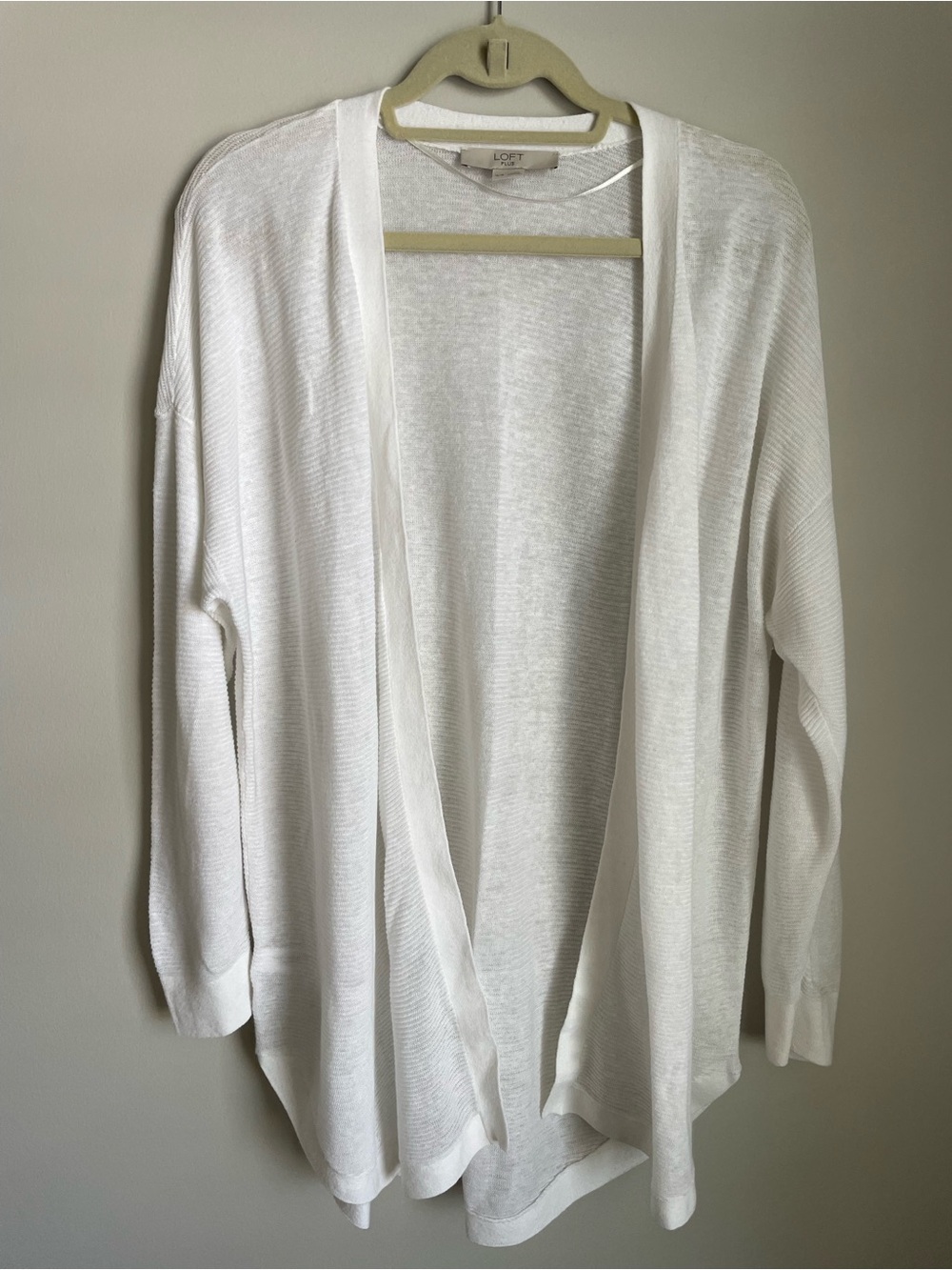 LOFT White Open-Front Draped Cardigan